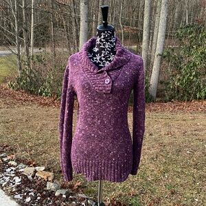 Liz Claiborne Speckled Purple Cowl Neck Sweater Size Medium